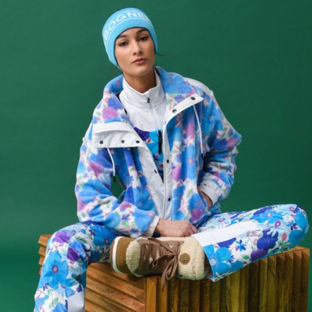 Bogner x LoveShackFancy Ninetta Fleece in Wisteria Blue/Blue Floral…size S…NWOT
